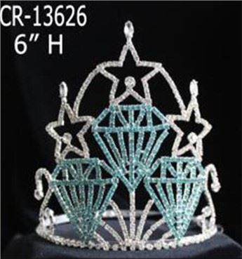 6 дюймовий користувальницькі rhinestone Pageant корони кристал тема регульована Тіара
