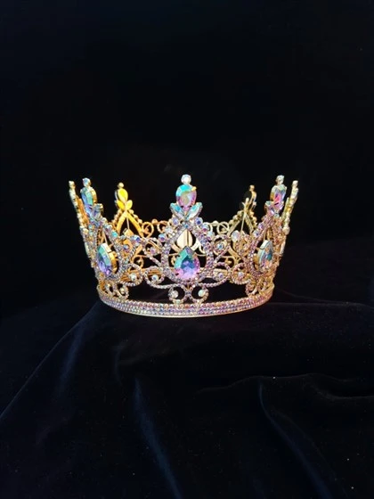 Повна кругла користувальницька корона зі стразами та квітковими коронами з кристалічним колом